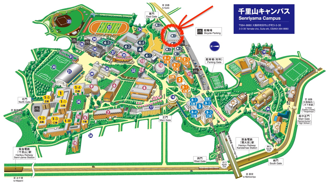 千里山キャンパスの地図